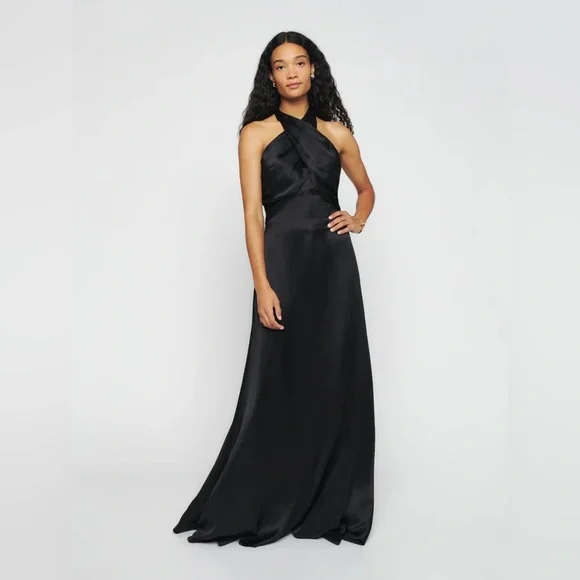 sachin and babi light blue dress Reformation Silk Copper Halter Maxi Dress Size 2 US main image 1